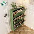 3 Tier Wooden Shoe Cabinet With Flip Doors